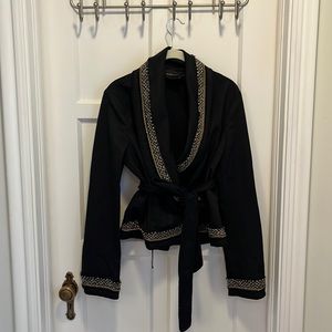 BCBGMAXAZRIA statement wrap waist blazer